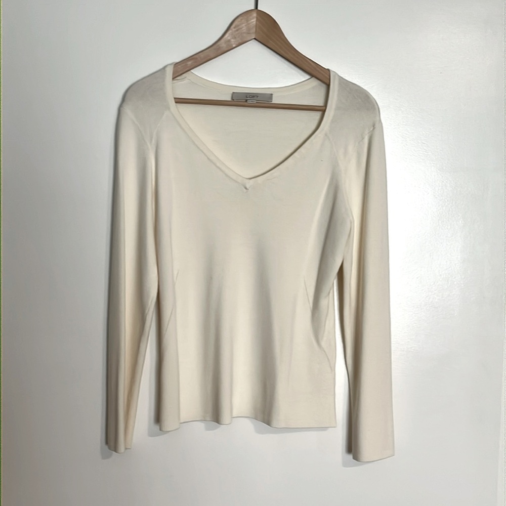 LOFT Sweater, ivory XL long-sleeve